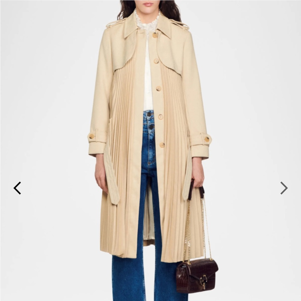 Sandro Vino Pleated Trench Coat